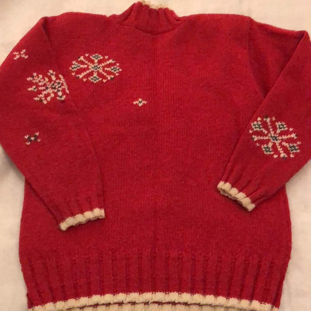 Liz Claiborne Lizwear Vintage Red Snowflake Christmas Sweater Shoulder Pads - Picture 7 of 8